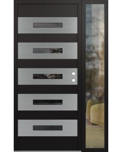 Diamond D9 50" x 80" black/black Mirrored Glass Panel stainless steel LHI with Sidelite clear Glass