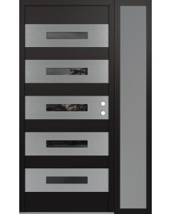 Diamond D9 50" x 80" black/black Mirrored Glass Panel stainless steel LHI with Sidelite frosted Glass