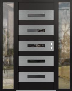 Diamond D9 68" x 80" black/black Mirrored Glass Panel stainless steel LHI with 2 Sidelites clear Glass