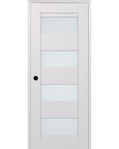 RTA RIGHT HAND PREHUNG CONCEALED DOOR SLAB DELLA VETRO BIANCO NOBLE 18" X 80" X 1 9/16" FROSTED GLASS
