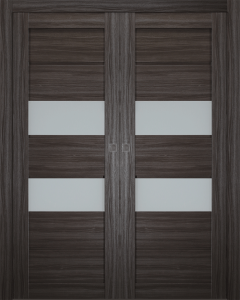 Dessa Vetro Gray Oak Double pocket doors