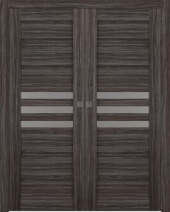 Dome Vetro Gray Oak Double pocket doors