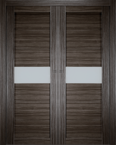 Edna Vetro Gray Oak Double pocket doors