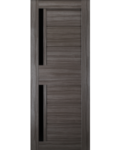 DOOR SLAB ESTA BL VETRO GRAY OAK 18" X 92 1/2" X 1 9/16" BLACK GLASS