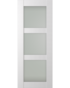 DOOR SLAB PALLADIO 3 LITE VETRO BIANCO NOBLE 18" X 96" X 1 9/16" TEMPERED FROSTED GLASS