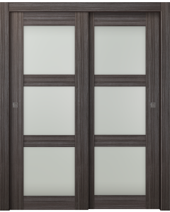 Palladio 3 Lite Vetro Gray Oak Bypass doors
