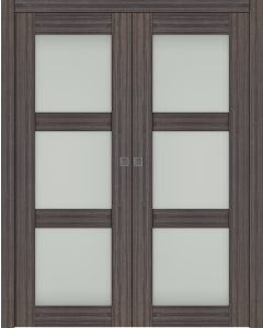 Palladio 3 Lite Vetro Gray Oak Double pocket doors