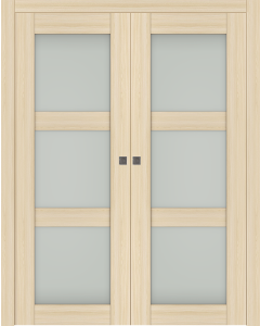 Avon 3 Lite Vetro Loire Ash Double pocket doors