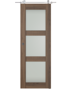 Avon 3 Lite Vetro Pecan Nutwood Barn doors
