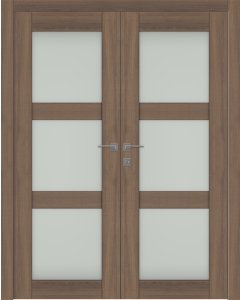 Avon 3 Lite Vetro Pecan Nutwood Double doors