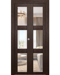 Avon 3 Lite Clear Vetro Veralinga Oak Bi-folding doors