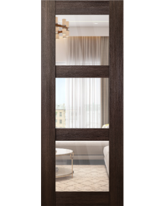 DOOR SLAB AVON 3 LITE CLEAR VETRO VERALINGA OAK 30" X 96" X 1 3/4" TEMPERED CLEAR GLASS
