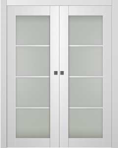 Palladio 4 Lite Vetro Bianco Noble Double pocket doors