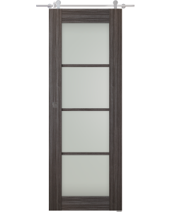Palladio 4 Lite Vetro Gray Oak Barn doors