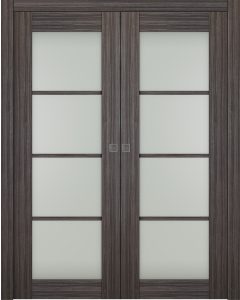Palladio 4 Lite Vetro Gray Oak Double pocket doors
