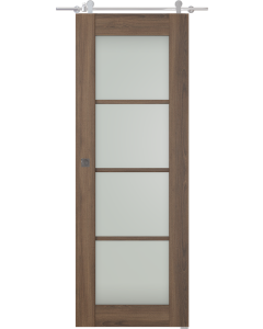 Avon 4 Lite Vetro Pecan Nutwood Barn doors