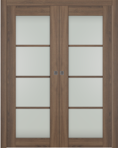 Avon 4 Lite Vetro Pecan Nutwood Double pocket doors