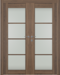 Avon 4 Lite Vetro Pecan Nutwood Double doors