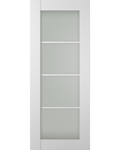 DOOR SLAB SMART PRO 4 LITE VETRO POLAR WHITE 28" X 84" X 1 3/4" TEMPERED FROSTED GLASS