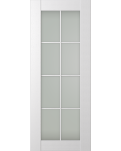DOOR SLAB PALLADIO 8 LITE VETRO BIANCO NOBLE 18" X 84" X 1 9/16" TEMPERED FROSTED GLASS