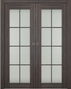 Palladio 8 Lite Vetro Gray Oak Double pocket doors