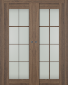 Avon 8 Lite Vetro Pecan Nutwood Double pocket doors
