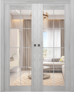 Avon 8 Lite Clear Vetro Ribeira Ash Double pocket doors