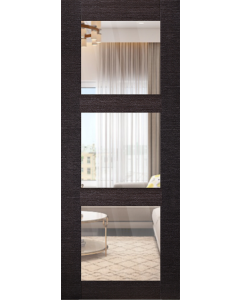 DOOR SLAB AVANTI 3 LITE CLEAR VETRO BLACK APRICOT 24" X 80" X 1 3/4" TEMPERED CLEAR GLASS