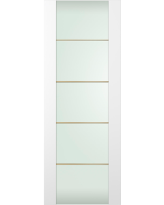 DOOR SLAB SMART PRO H3G 4H GOLD STRIPS VETRO POLAR WHITE 28" X 96" X 1 3/4" TEMPERED FROSTED GLASS