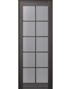 DOOR SLAB PALLADIO 10 LITE VETRO GRAY OAK 32" X 84" X 1 9/16" TEMPERED FROSTED GLASS