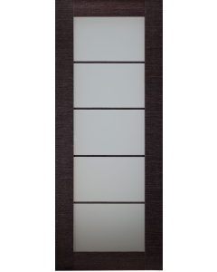 DOOR SLAB AVANTI 5 LITE VETRO BLACK APRICOT 18" X 84" X 1 3/4" TEMPERED FROSTED GLASS
