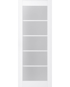 DOOR SLAB PALLADIO 5 LITE VETRO BIANCO NOBLE 28" X 84" X 1 9/16" TEMPERED FROSTED GLASS