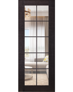 DOOR SLAB AVANTI 10 LITE CLEAR VETRO BLACK APRICOT 18" X 80" X 1 3/4" TEMPERED CLEAR GLASS