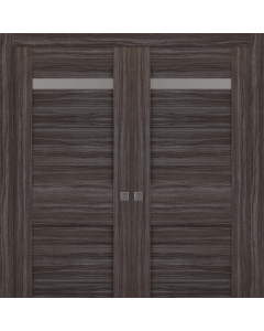 Imma Vetro Gray Oak Double pocket doors