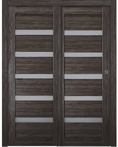 Leora Vetro Gray Oak Bypass doors