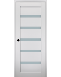 RTA RIGHT HAND PREHUNG CONCEALED DOOR SLAB LEORA VETRO BIANCO NOBLE 18" X 80" X 1 9/16" FROSTED GLASS