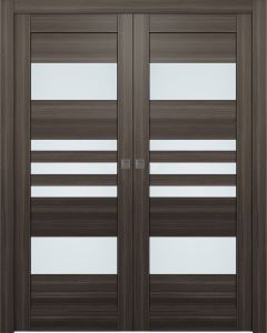 Leti Vetro Gray Oak Double pocket doors