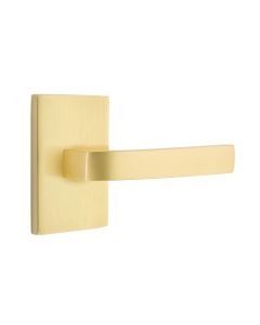 EMTEK BRESLIN LEVER WITH MODERN RECTANGULAR ROSETTE PASSAGE RH SATIN BRASS (US4) 5112