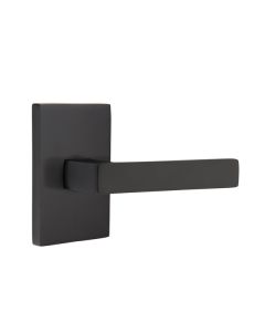 EMTEK DUMONT LEVER WITH MODERN RECTANGULAR ROSETTE PASSAGE RH FLAT BLACK (US19) 5112