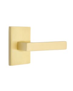 EMTEK DUMONT LEVER WITH MODERN RECTANGULAR ROSETTE PASSAGE LH SATIN BRASS (US4) 5112