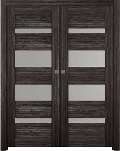 Mirella Vetro Gray Oak Double pocket doors
