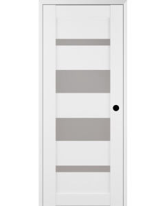 RTA LEFT HAND PREHUNG CONCEALED DOOR SLAB MIRELLA VETRO BIANCO NOBLE 18" X 80" X 1 9/16" FROSTED GLASS