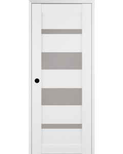 RTA RIGHT HAND PREHUNG CONCEALED DOOR SLAB MIRELLA VETRO BIANCO NOBLE 18" X 80" X 1 9/16" FROSTED GLASS