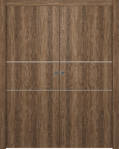 Optima 2H Pecan Nutwood Double pocket doors