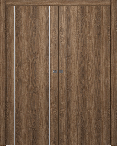 Optima 2U Pecan Nutwood Double pocket doors