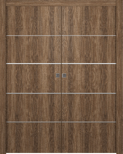 Optima 4H Pecan Nutwood Double pocket doors