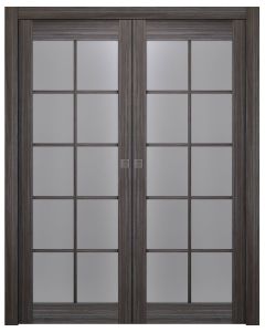 Palladio 10 Lite Vetro Gray Oak Double pocket doors
