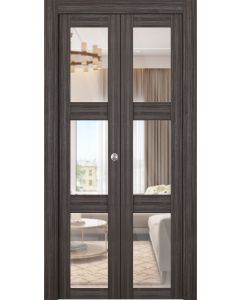 Palladio 3 Lite Clear Vetro Gray Oak Bi-folding doors