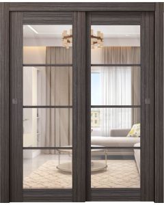 Palladio 4 Lite Clear Vetro Gray Oak Bypass doors