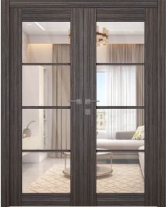 Palladio 4 Lite Clear Vetro Gray Oak Double doors